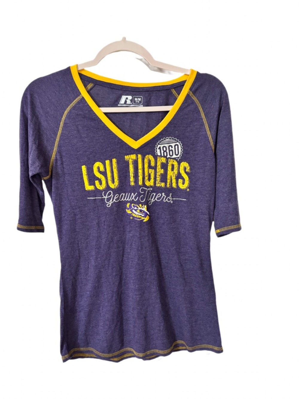 Russell Athletic Purple Tee with Yellow Trim